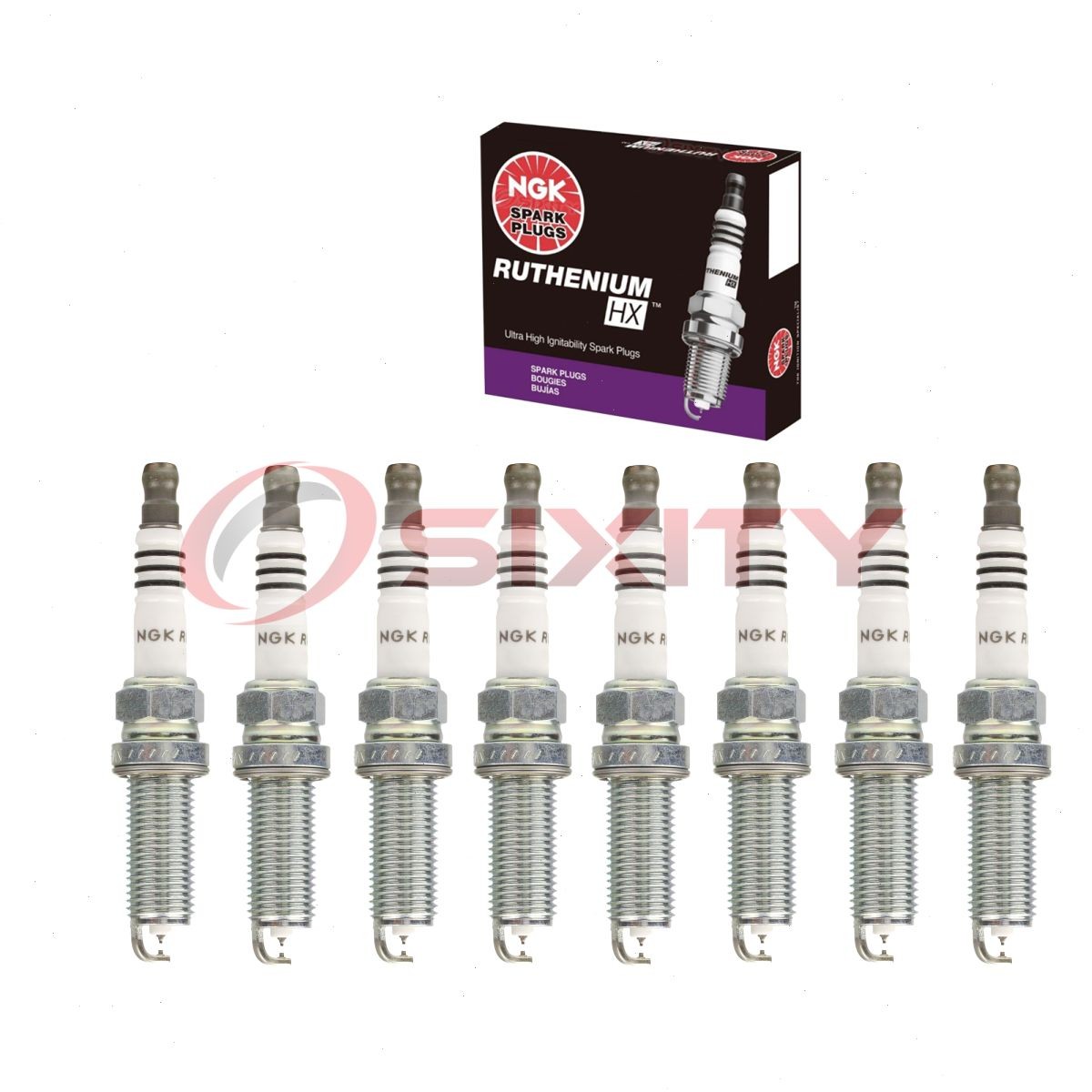 8 pc NGK Ruthenium HX Spark Plugs for 2018-2020 Nissan NV3500 5.6L V8 md