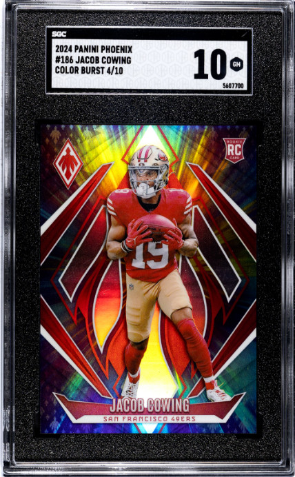 2024 Panini Phoenix #186 Jacob Cowing 4/10 RC Rookie ColorBurst SGC 10