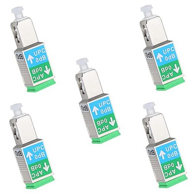 5 Pack SC/UPC Male to SC/APC Female Fiber Optic Adapter, SM 9/125, Hybrid