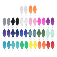 40Pcs Vintage Motel Keychains 20 Colors Hotel Keychains Blank Heat Transfer9534