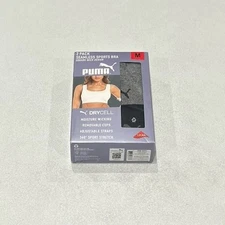 Puma Women's 2-Pack Square Neck Seamless Sports Bra, Black/Gray, Size M