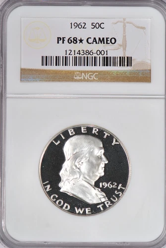 1962 Franklin Half Dollar Proof NGC PF 68 STAR CAMEO PR 68* CAM Old Holder 50C