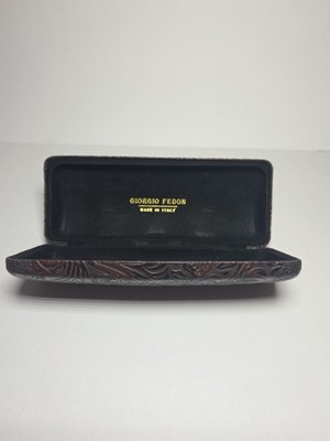 Vtg  Giorgio Fedon Made In Italy Hard Shell Eyeglass Case Embossed