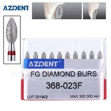 10pcs Dental FG DIAMOND BURS Drill FOOTBALL #368-023F FINE RED for Handpiece