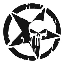 Punisher Skull Star circled Decal/Stickers