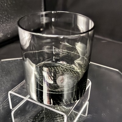 Vintage MCM Whiskey Shooter Lowball Smokey Color Glass W Textured Flat Bottom