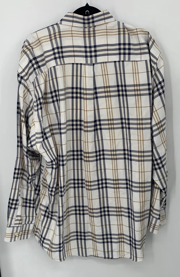Burberry Mens White Beige Navy Long Sleeve Nova Check Print Button Shirt sz XXL - Image 2 of 4