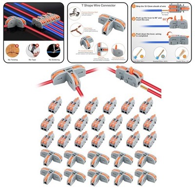 Efficient and Reliable 30pcs T Type Wire Connectors and 1 in 2 Out Splitter Set