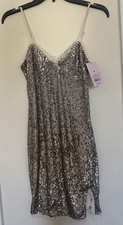 Target wild fable silver sequin stretchy mini dress size XS