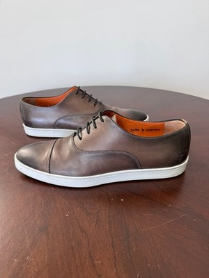 Santoni Durbin Derby Calfskin Leather Sneaker Lace-up Gray Brown Men 10.5 Santoni - Durbin Dark Gray Suede Cap-Toe Shoe | Mitchell Stores main image 4