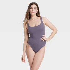 Women's Luxe 4-Way Stretch Tank Bodysuit - Auden Mauve Gray XL: Nylon