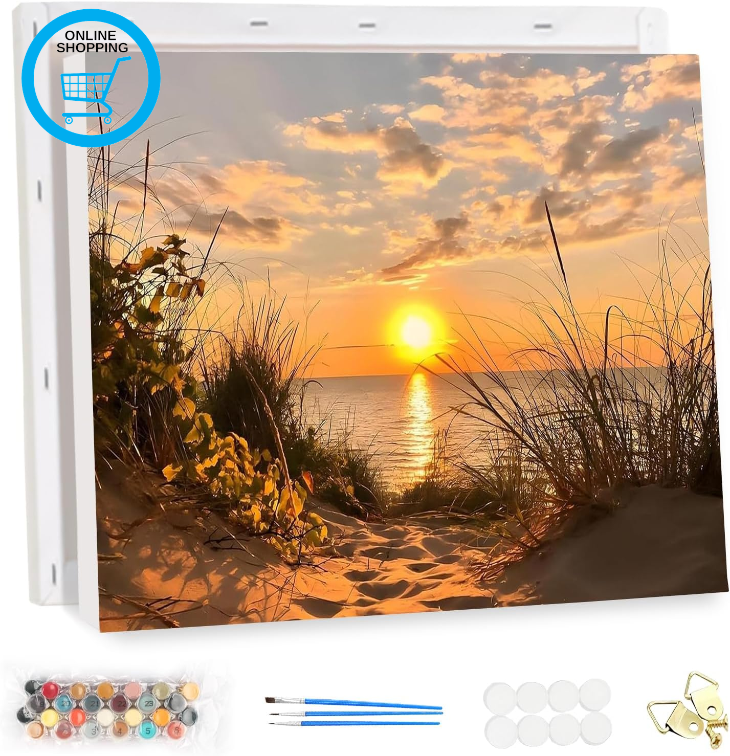 DIY Paint by Numbers for Adults with Frame Beach, Paint by Numbers Kits Sunset P