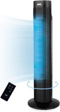 30-Inch Black Tower Fan – Oscillating, Remote Control, Timer, Quiet Cooling