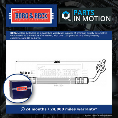 Brake Hose fits TOYOTA HI-ACE Mk4 2.4 Front Right 89 to 93 2RZ-E Hydraulic B&B