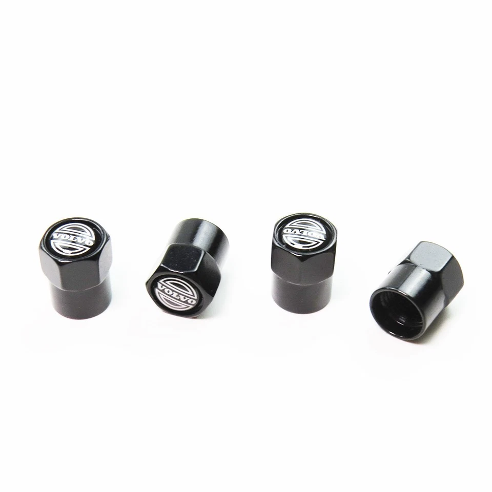 Compatible with Volvo 4Pcs Tire Valve Stem Caps Black Anodized Aluminum - Image 3 of 4
