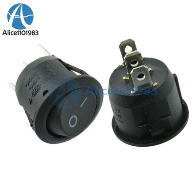 20PCS Mini 3 Pin Round Black SPDT ON-OFF Rocker Switch Snap-in #md