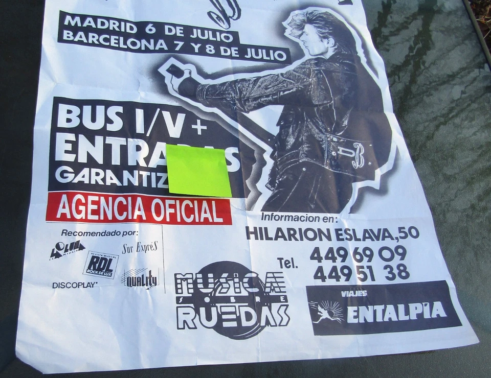 1987 David Bowie Madrid & Barcelona Spain Glass Spider Concert Tour Poster RARE - Image 3 of 3