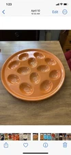 VTG FIESTAWARE -Tangerine Deviled Egg Plate Fiesta Orange Serving Plate USA HCL