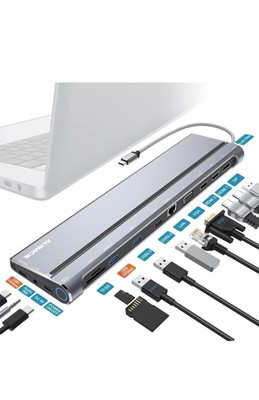 USB C Docking Station Triple Monitors, 14 in 1 Laptop Docking Station with Du...