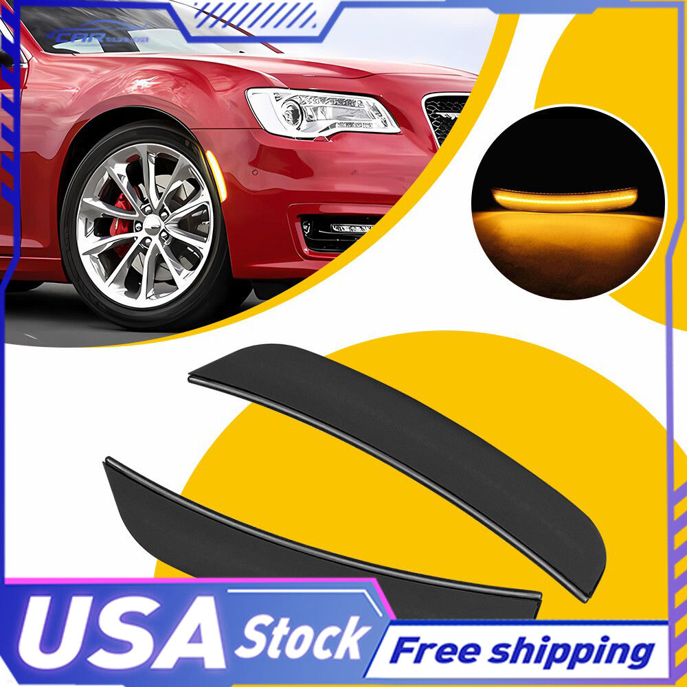 2015-2023 Chrysler 300 Smoked LED Side Marker Lights Pair