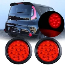 Pair 4"inch Round LED Tail Light Red Rear Backup Stop Brake Lamp For Kia Soul US