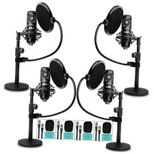 Podpak4t 4-pack Universal Xlr Podcast Microphone Bundle- Includes 4 4 Pack