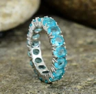 Blue Topaz Full Eternity Band 925 Sterling Silver Band For Women Purpose Gift