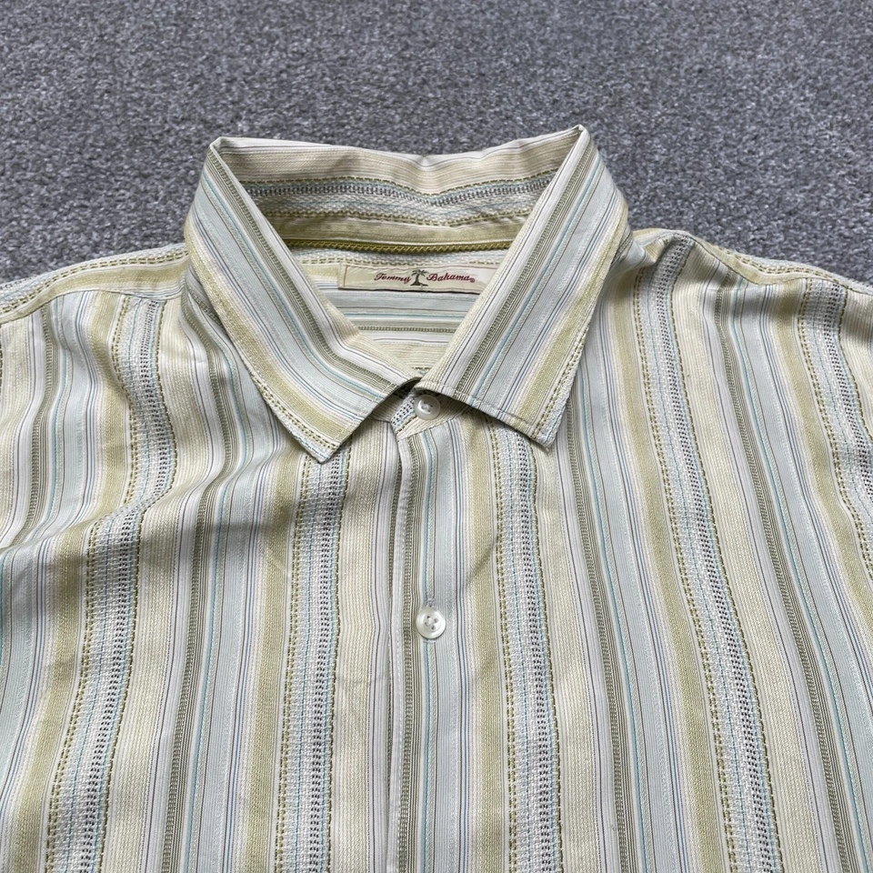 Tommy Bahama Shirt XXL 2XL Multicolor Striped Silk Relaxed Fit Short Sleeve Mens - Image 2 of 4