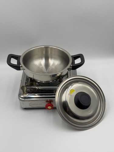 Portable Solid Alcohol Spirit Fuel Burner Stove + SS Mini Pot for Hotpot Camping - Picture 2 of 3