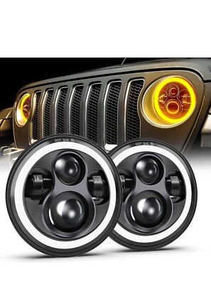 DOT Approved 7 Inch Round LED Headlights with Start-up Gradient Welcome Halo