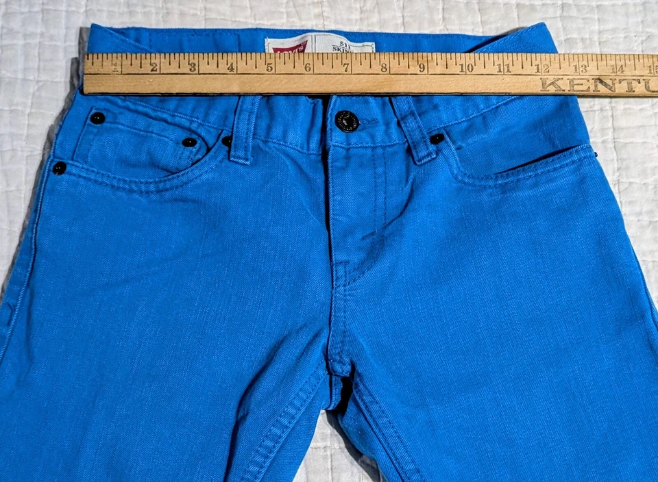Levis 511 Azul Brillante Jóvenes Niños Talla 10 Reg 25x25 Etiqueta Negra Ajustado Verde azulado Y2K  Foto 4 de 4