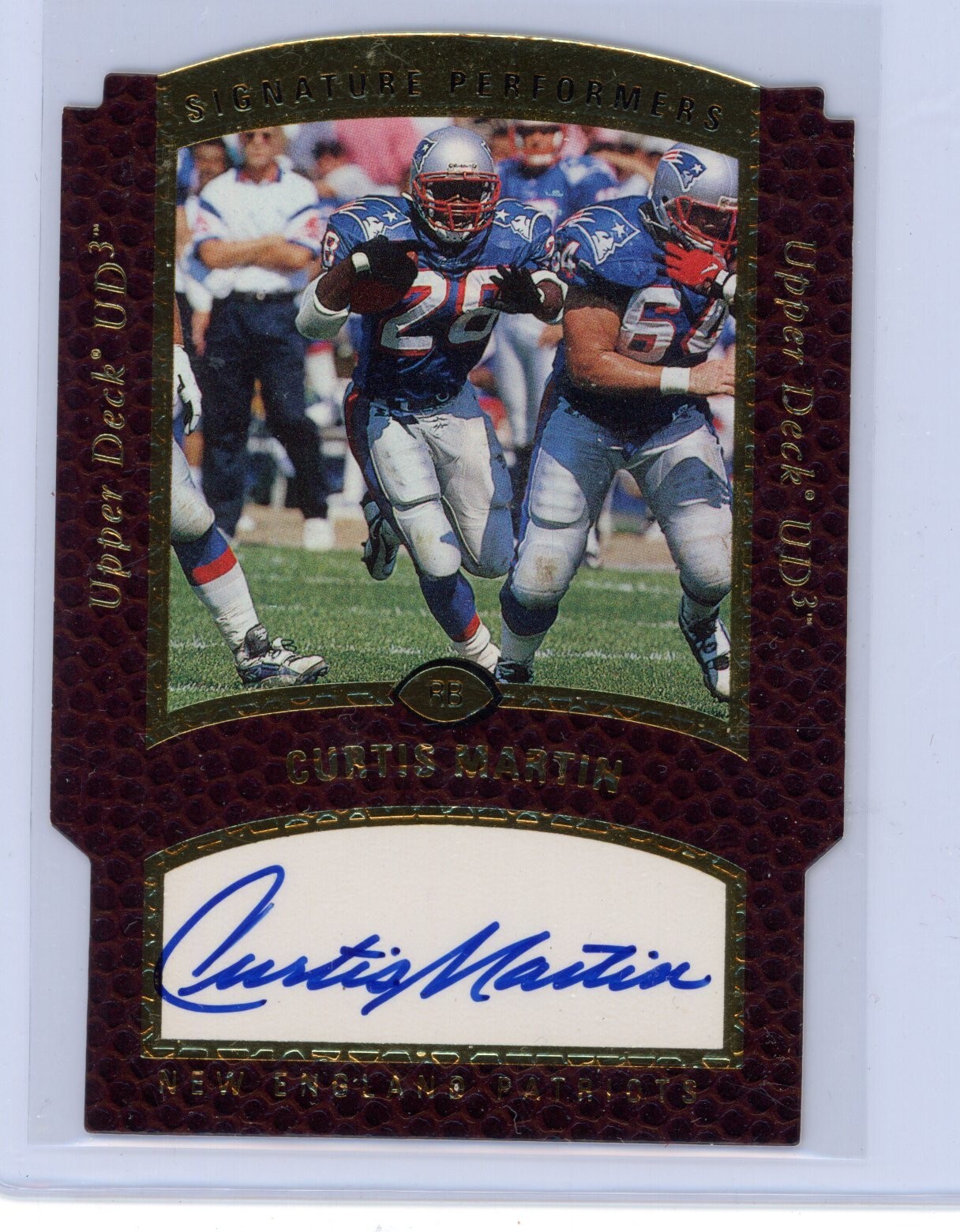 1997 Upper Deck UD3 CURTIS MARTIN Auto On-Card DIE-CUT #PF2 Rare Patriots O344