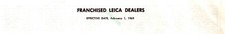 Vintage 1969 US Franchised Leica Dealers List by State
