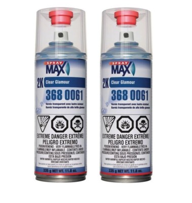 2 CAN USC SPRAYMAX 2K GLAMOUR HIGH GLOSS CLEAR COAT SPRAY MAX 3680061 AEROSOL