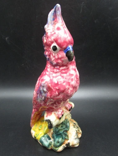 Stangl Spongeware Pottery Bird Pink Parrot Cockatoo 6-1/4" Hand Painted