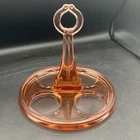 Vintage Pink Depression Glass Four Compartment Cruet Holder Tidbit Tray