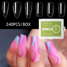 240X Long Ballerina Coffin Full Cover Artificial False Nail Tips Press on Nails☾