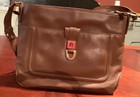 Vtg ETIENNE AIGNER Womens Brown Leather Crossbody Purse Gold Buckle Logo