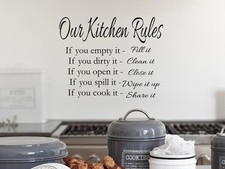 OUR KITCHEN RULES Vinyl Wall Art Decal Decor Lettering Words Quote Sayings