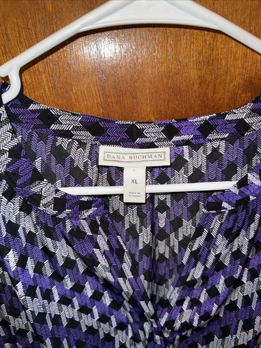 Dana Buchman Damen lila und schwarz V-Ausschnitt Bluse Größe XL - Bild 5 von 7