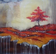 32x32 Modern Tree In Winter Ice Oil Painting Decorative Landscape