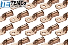 100 Lot 2/0 5/16" Hole Ring Terminal Lug Bare Copper Uninsulated AWG Gauge