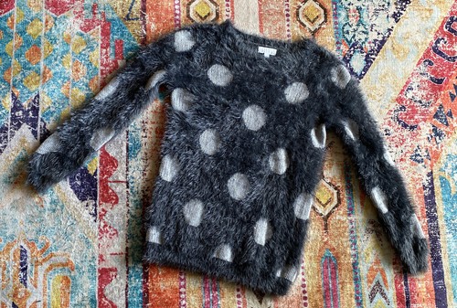 Joseph A Black Polka Dot Eyelash Knit Super Soft Sweater Women's Size- Small - Picture 2 of 7