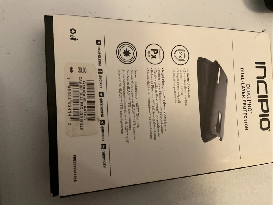 Nueva Funda Protectora Doble Capa Incipio DualPro para LG K10 - Negra Foto 3 de 4