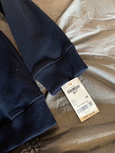 Oshkosh B'gosh Boys Kids Spell Out Navy Blue Hoodie Long Sleeve Pockets Size 14 - Picture 4 of 4