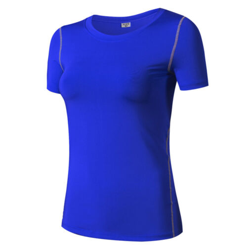 Women Short Sleeve T-Shirt Yoga Stretch Activewear Athletic Sportswear Quick Dry - Picture 11 of 16