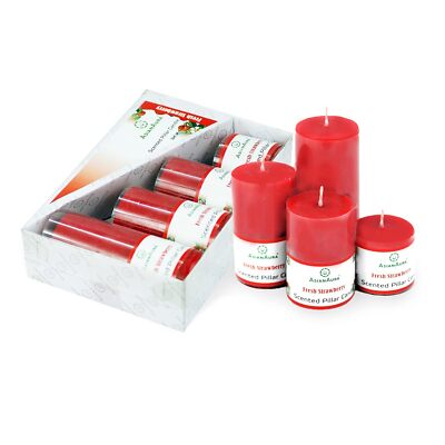 Asian Aura Fresh Strawberry Duft Stumpenkerzen Set 4 Stück