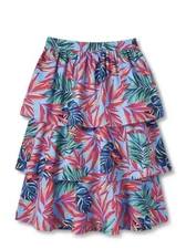 Women's Tropical Print Tiered Midi Skirt - Tabitha Brown for Target Blue/Pink XS
