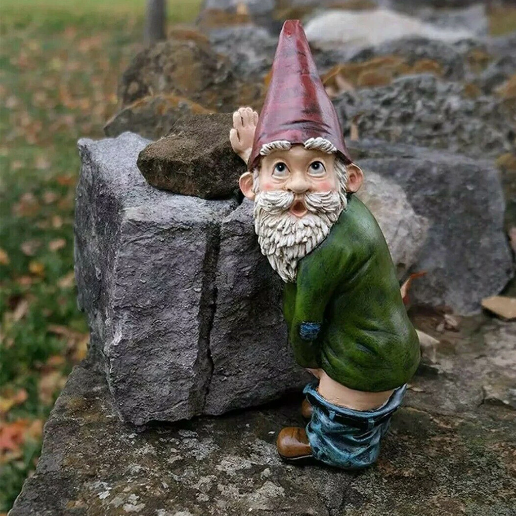 Naughty Garden Gnome for Lawn Ornaments Funny Dwarfs Indoor Outdoor Decor DIY