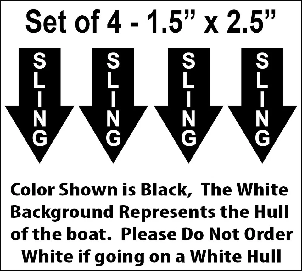 STICKER DECAL VINYL Set of 4 - 1.5" x .2.5" Sling Arrow Boat Decals